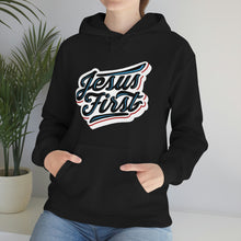 Load image into Gallery viewer, Jesus First Hoodie with White Background
